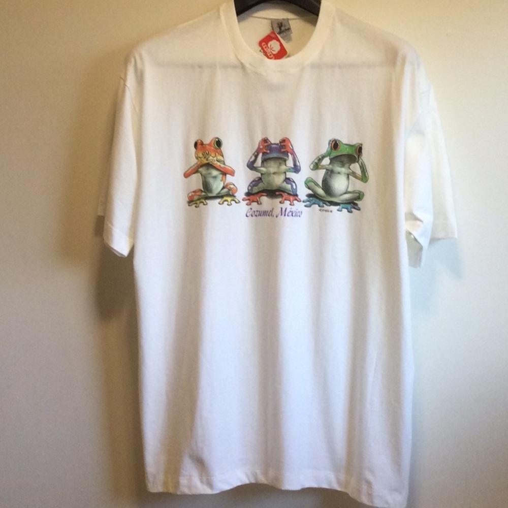 NWT Speak No, See No, Hear No Tropical Tree Frog Cozumel Mexico T-shirt, size XL
